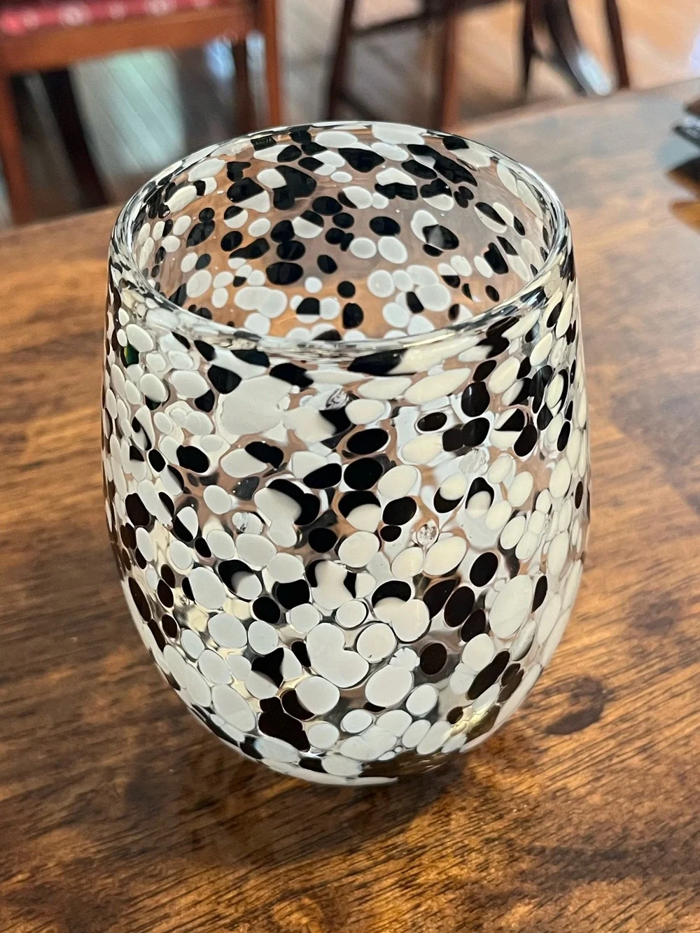 TAG Confetti Stemless Wine Glass Black & White 16oz